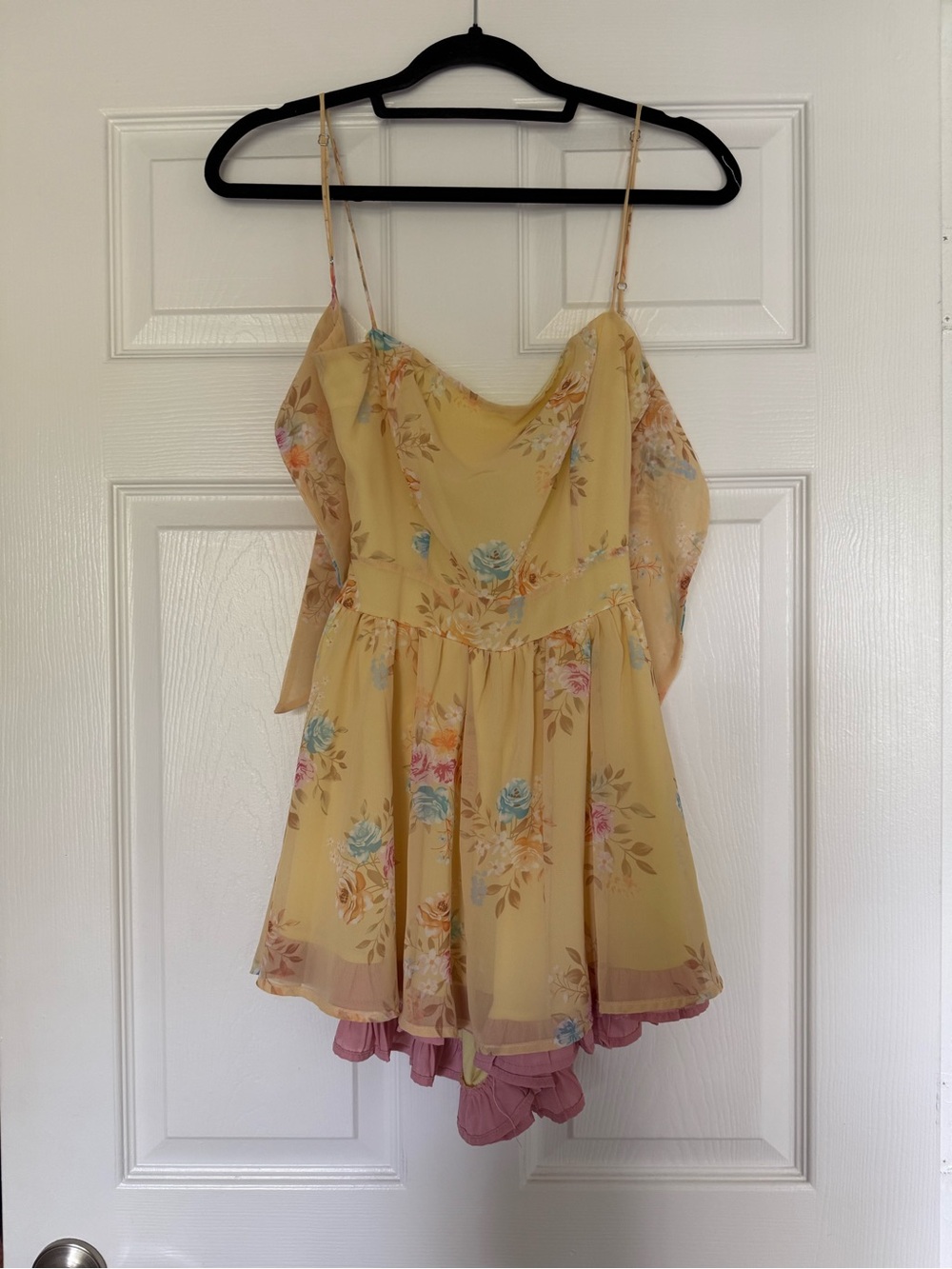 Lucy in the Sky | Yellow Floral Chiffon Flowy Mini Dress